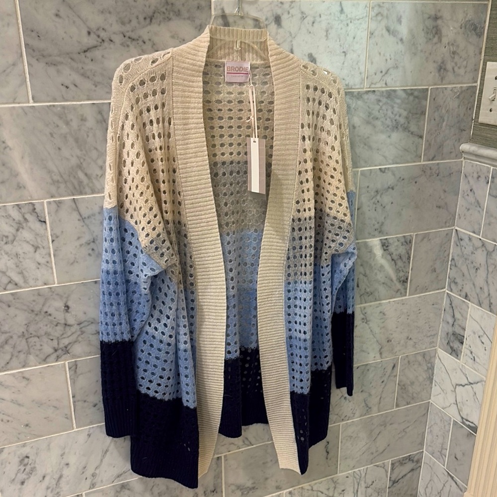 Colorblock Open Knit Cardigan ❤️Brodie Cashmere Size M